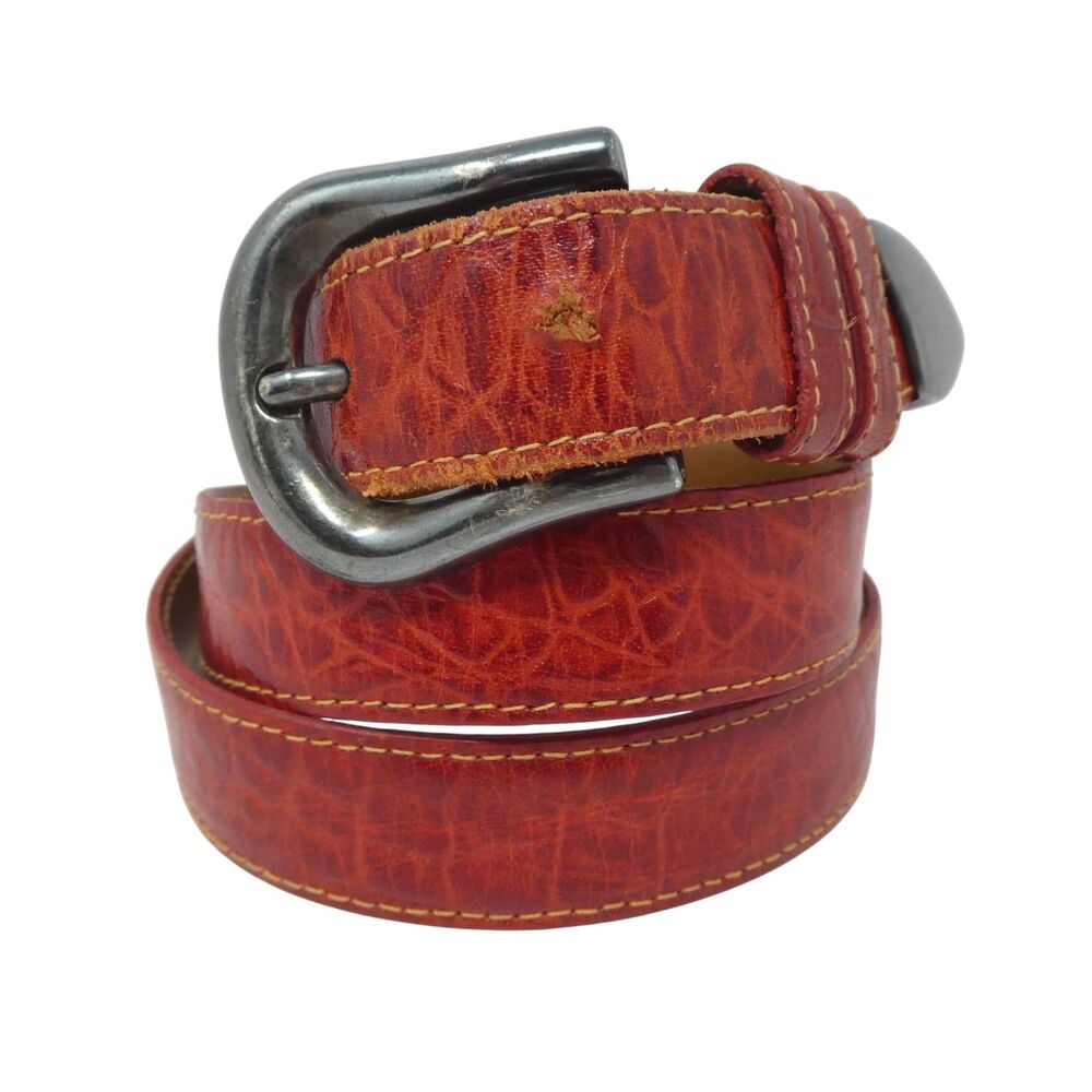 Cipriani Vintage 80s Red Leather Italian Alligator Calfskin‎ Leather Belt